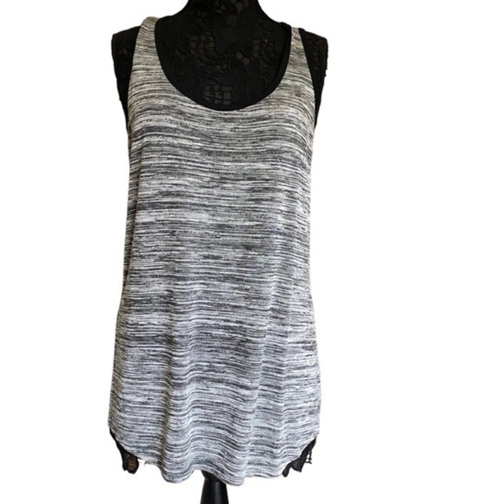 CAbi black white relaxed fit Flowy racer back tunic tank top Large